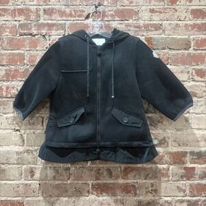 Moncler Coignet Giubbotto Black Mesh Hooded Jacket Womens Peplum Coat Size 0